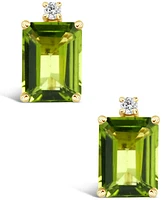 Peridot (3-3/8 ct.t.w) and Diamond Accent Stud Earrings in 14K Yellow Gold