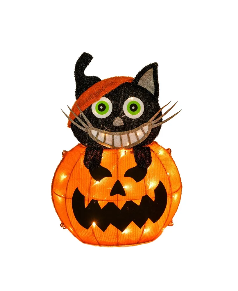 National Tree Company 23" Pre-Lit Pumpkin and Cat