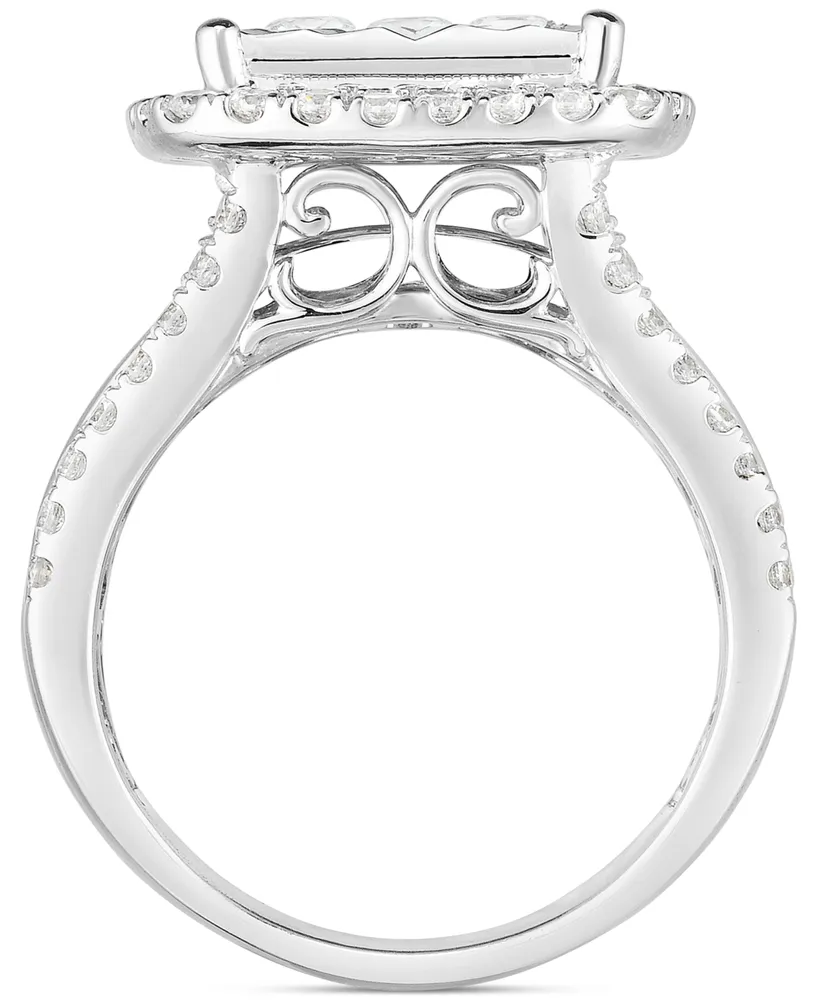 TruMiracle Diamond Princess Cluster Engagement Ring (3 ct. t.w.) in 10k White Gold
