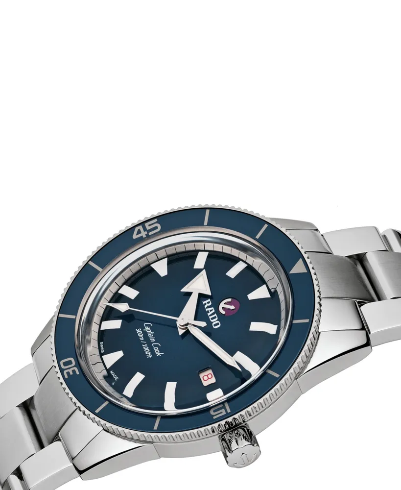 Rado Captain Cook Men's Automatic Blue Stainless Steel Bracelet Watch 42 mm