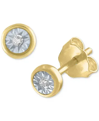 Diamond Accent Stud Earrings in 14k Gold-Plated Sterling Silver - Gold