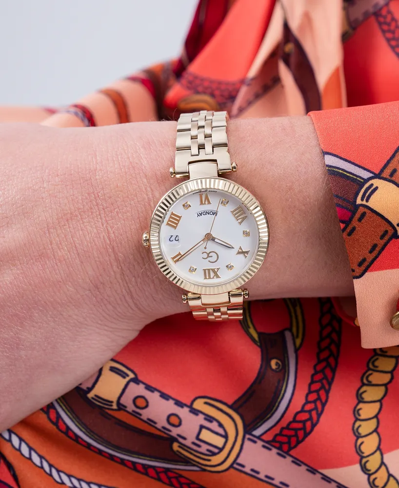 Guess Gc Flair Women's Swiss -Tone Stainless Steel Bracelet Watch 34mm