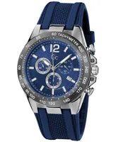 Guess Gc Audacious Men's Swiss Silver-Tone Stainless Steel Strap Watch 44mm