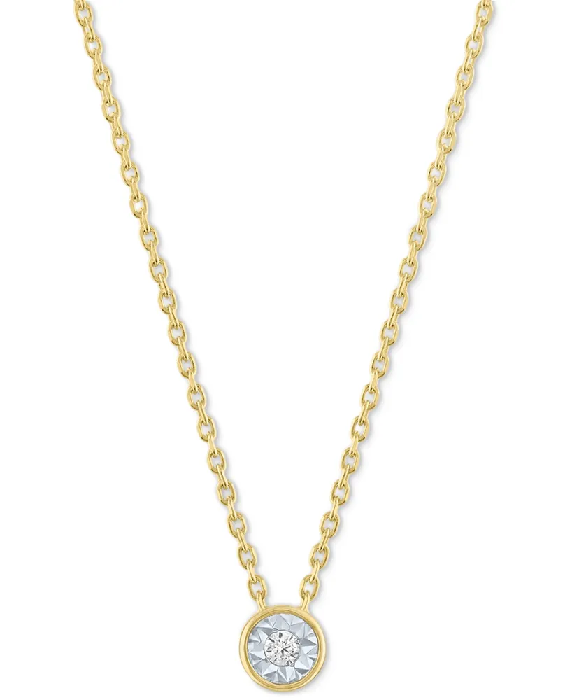 Diamond Accent Pendant Necklace in 14k Gold-Plated Sterling Silver, 16" + 2" extender - Gold