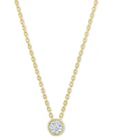 Diamond Accent Pendant Necklace in 14k Gold-Plated Sterling Silver, 16" + 2" extender - Gold