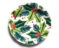 Coton Colors Balsam and Berry Holly Ruffle Salad Plate 4 Piece Set, Service for 4