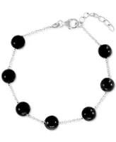 Effy Onyx Bead Station Link Bracelet in Sterling Silver