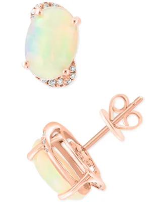Effy Ethiopian Opal (2-3/4 ct. t.w.) & Diamond (1/10 ct. t.w.) Earrings in 14k Rose Gold
