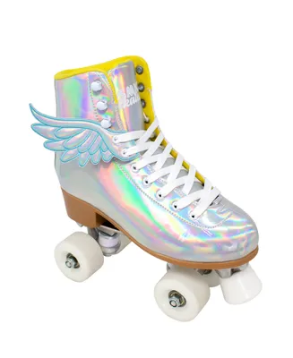 Cosmic Skates Women's Angel Wing 2 Piece Roller Shoes Set - Silver