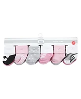 Luvable Friends Baby Girls Newborn Terry Socks, Pink Black Ballet 12-Pack