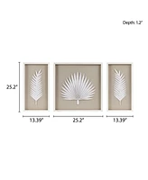 Madison Park Sabal Palm Rice Paper Framed Shadow Box Set, 3 Piece