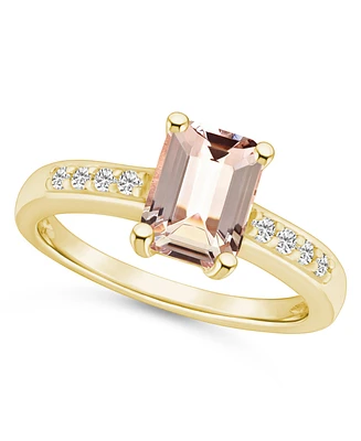 Morganite (1-3/8 ct .t.w.) and Diamond (1/8 Ring 14K Yellow Gold