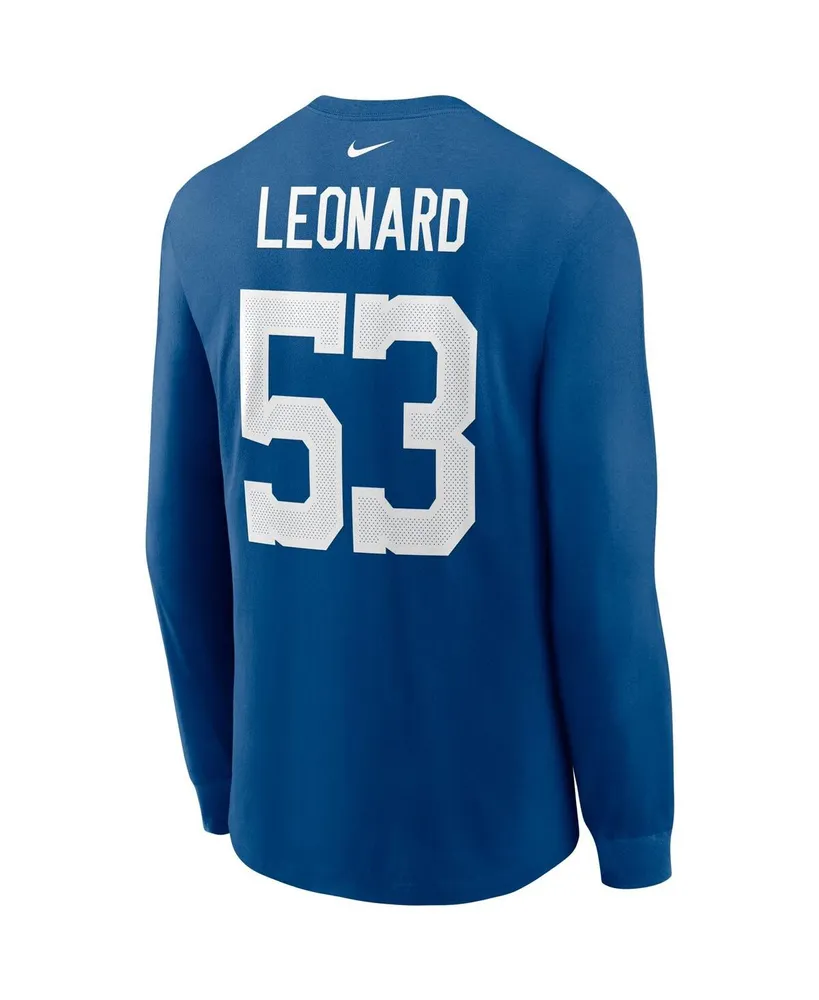 Men's Nike Darius Leonard Royal Indianapolis Colts Player Name and Number Long Sleeve T-shirt