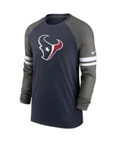 Men's Nike Navy and Charcoal Houston Texans Performance Raglan Long Sleeve T-shirt