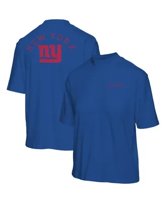 Women's Junk Food Royal New York Giants Half-Sleeve Mock Neck T-shirt