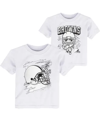 Toddler Boys White Cleveland Browns Coloring Activity Two-Pack T-shirt Set