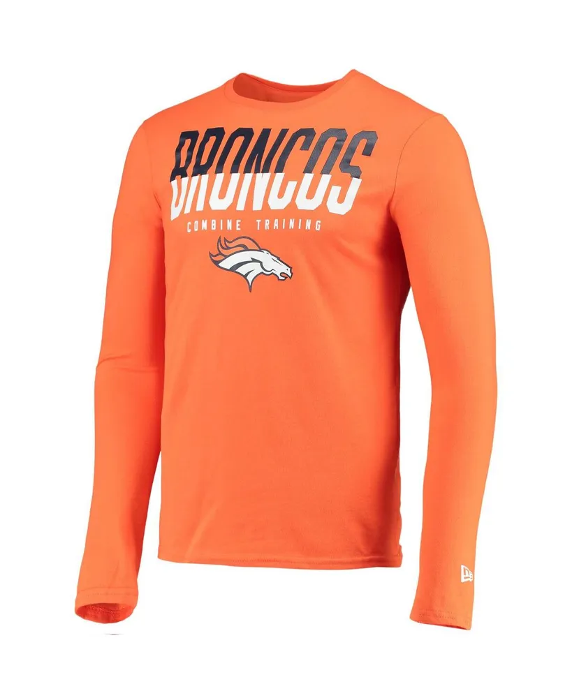 Men's New Era Orange Denver Broncos Combine Authentic Split Line Long Sleeve T-shirt