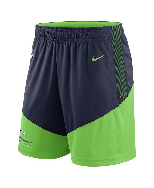 Men's Nike Navy, Neon Green Seattle Seahawks Primary Lockup Performance Shorts
