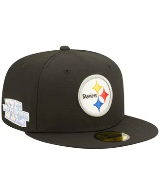 Men's New Era Black Pittsburgh Steelers Super Bowl Xl Pink Pop Sweat 59FIFTY Fitted Hat