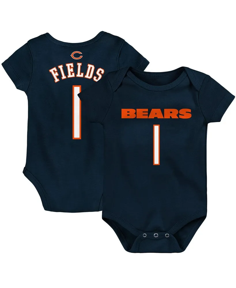 Infant Boys and Girls Justin Fields Navy Chicago Bears Mainliner Player Name and Number Bodysuit