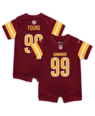 Newborn and Infant Boys Girls Nike Chase Young Burgundy Washington Commanders Game Romper Jersey