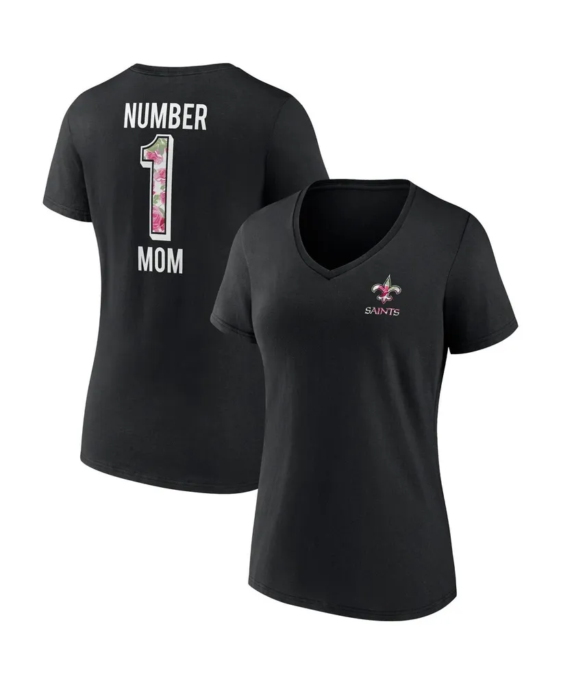 Women's Fanatics Black New Orleans Saints Team Mother's Day V-Neck T-shirt