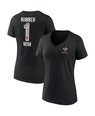 Women's Fanatics Black New Orleans Saints Team Mother's Day V-Neck T-shirt