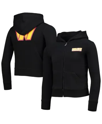 Big Girls New Era Black Washington Commanders Full-Zip Hoodie