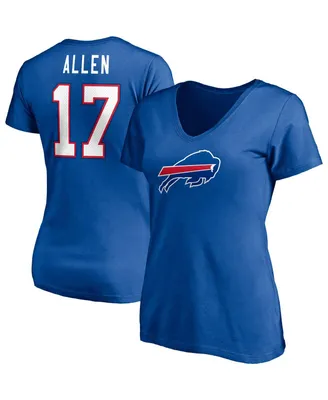 Women's Fanatics Josh Allen Royal Buffalo Bills Player Icon Name and Number V-Neck T-shirt