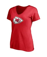 Women's Fanatics Travis Kelce Red Kansas City Chiefs Player Icon Name and Number V-Neck T-shirt