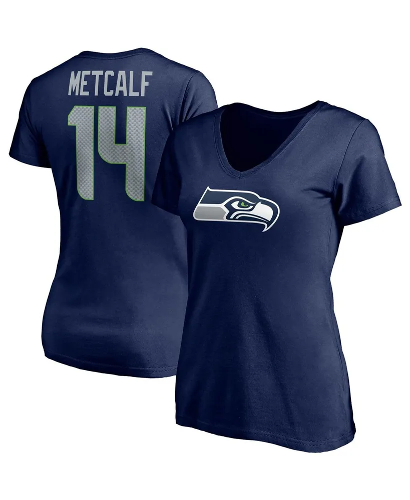 Women's Fanatics Dk Metcalf College Navy Seattle Seahawks Player Icon Name and Number V-Neck T-shirt