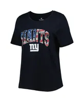 Women's Fanatics Navy New York Giants Plus Size Banner Wave V-Neck T-shirt