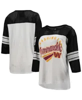 Women's G-iii 4Her by Carl Banks White, Black Washington Commanders First Team 3/4-Sleeve Mesh Top