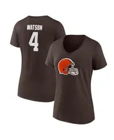 Women's Fanatics Deshaun Watson Brown Cleveland Browns Player Icon Name and Number V-Neck T-shirt