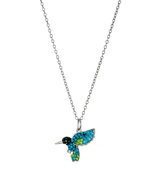 Giani Bernini Crystal Hummingbird Pendant Necklace (0.19 ct. t.w.) in Sterling Silver