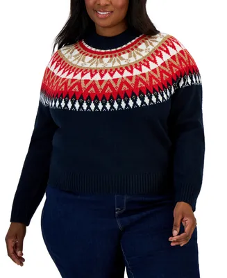 Tommy Hilfiger Plus Half Snowflake Raglan Sweater