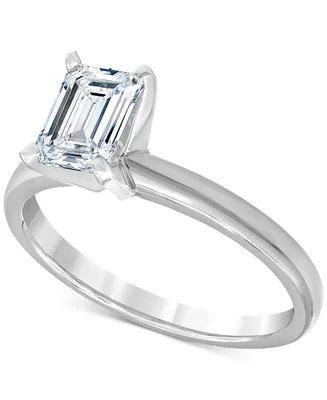 Diamond Emerald-Cut Solitaire Engagement Ring (1 ct. t.w.) in 14k White Gold