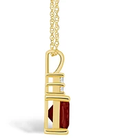 Macy's Garnet (2-3/4 Ct. T.w.) and Diamond (1/10 Ct. T.w.) Pendant Necklace in 14K Yellow Gold