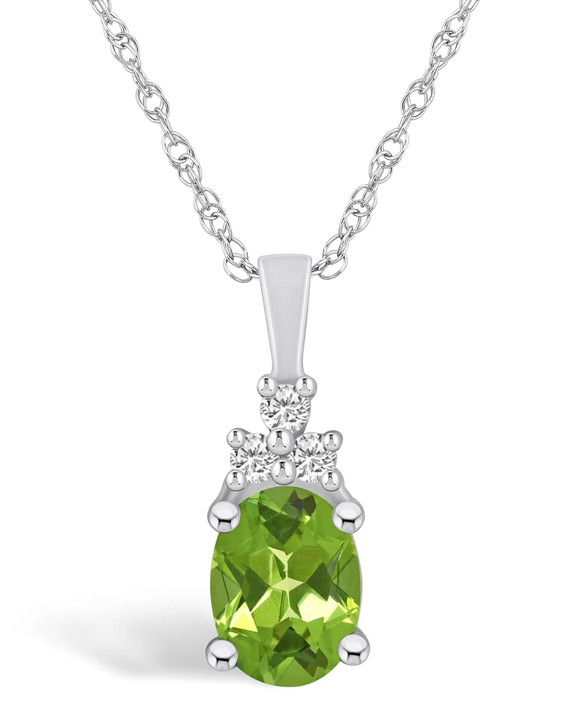 Macy's Peridot (1-1/3 Ct. T.w.) and Diamond (1/10 Ct. T.w.) Pendant Necklace in 14K Gold