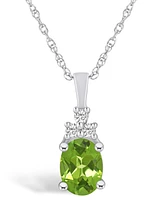 Macy's Peridot (1-1/3 Ct. T.w.) and Diamond (1/10 Ct. T.w.) Pendant Necklace in 14K Gold