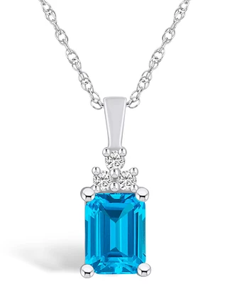 Macy's Blue Topaz (2 Ct. T.w.) and Diamond (1/10 Ct. T.w.) Pendant Necklace in 14K Gold