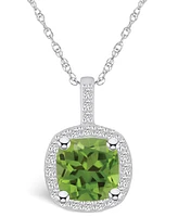 Macy's Peridot (2-3/8 Ct. T.w.) and Diamond (1/4 Ct. T.w.) Halo Pendant Necklace in 14K Gold