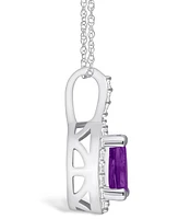 Macy's Amethyst (7/8 Ct. T.w.) and Diamond (1/5 Ct. T.w.) Halo Pendant Necklace in 14K Gold