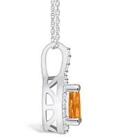 Macy's Citrine (7/8 Ct. T.w.) and Diamond (1/5 Ct. T.w.) Halo Pendant Necklace in 14K Gold