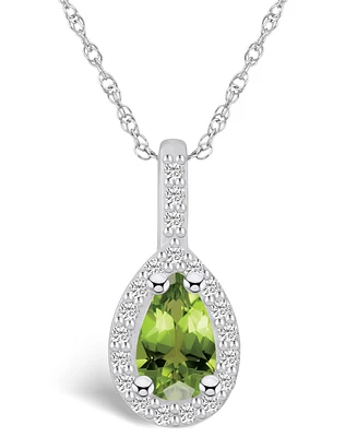 Macy's Peridot (1 Ct. T.w.) and Diamond (1/5 Ct. T.w.) Halo Pendant Necklace in 14K Gold