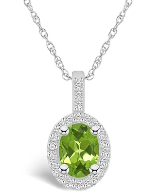 Macy's Peridot (1-1/3 Ct. T.w.) and Diamond (1/4 Ct. T.w.) Halo Pendant Necklace in 14K Gold