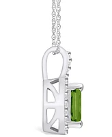 Macy's Peridot (1-3/4 Ct. T.w.) and Diamond (1/4 Ct. T.w.) Halo Pendant Necklace in 14K Gold