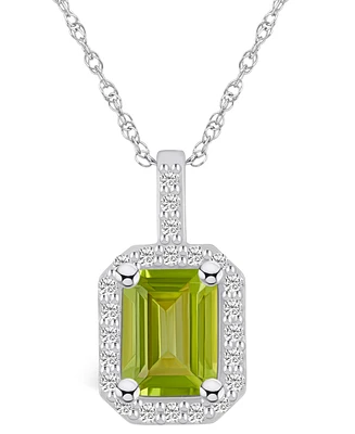 Macy's Peridot (1-3/4 Ct. T.w.) and Diamond (1/4 Ct. T.w.) Halo Pendant Necklace in 14K Gold