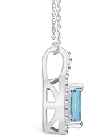 Macy's Aquamarine (1-3/8 Ct. T.w.) and Diamond (1/4 Ct. T.w.) Halo Pendant Necklace in 14K Gold