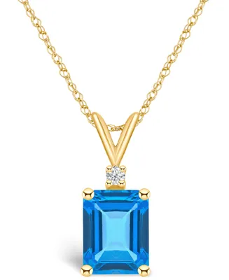 Blue Topaz (3 ct. t.w.) and Diamond Accent Pendant Necklace 14K Yellow Gold or White